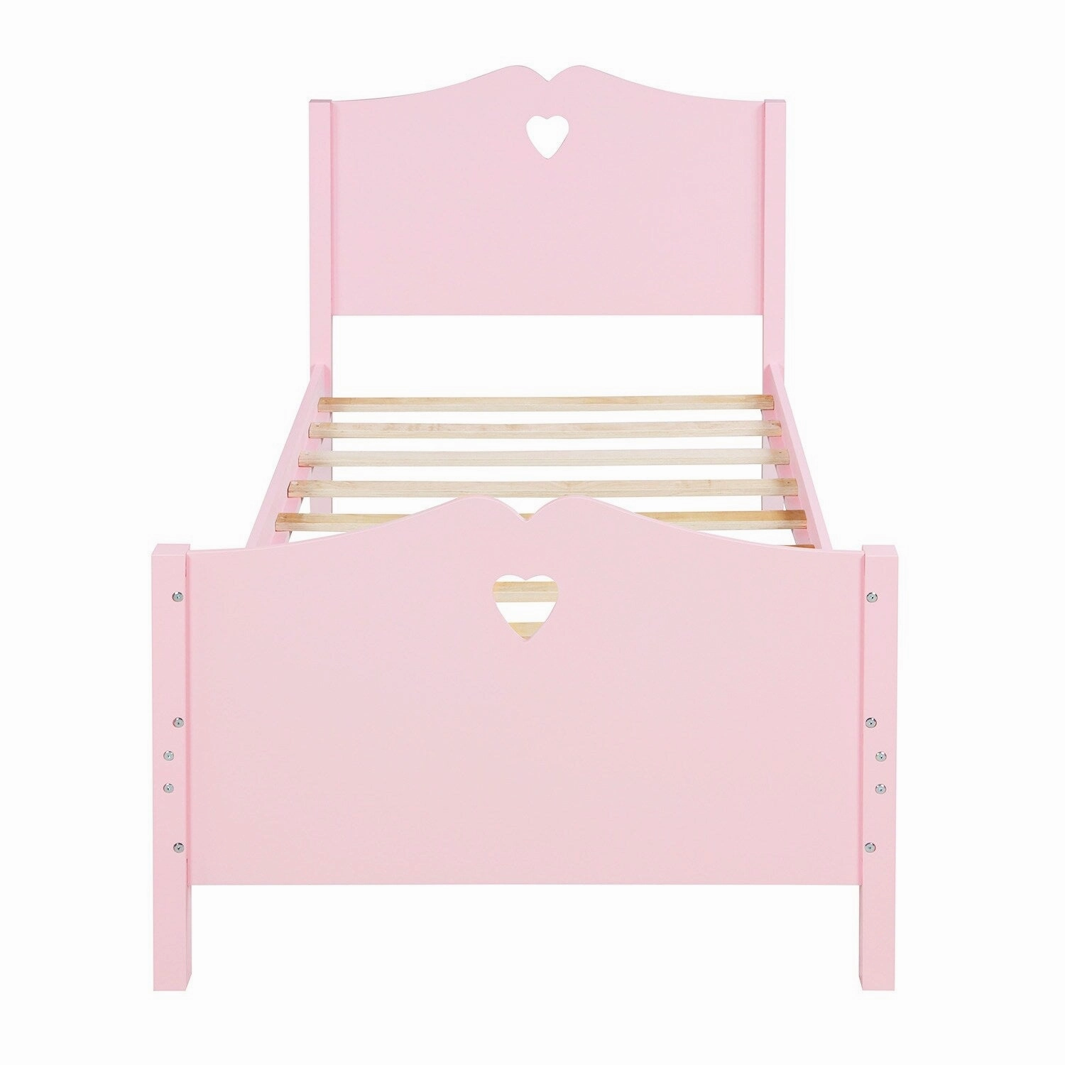 Twin Platform Bed with Wood Slat Support and Headboard and Footboard. White