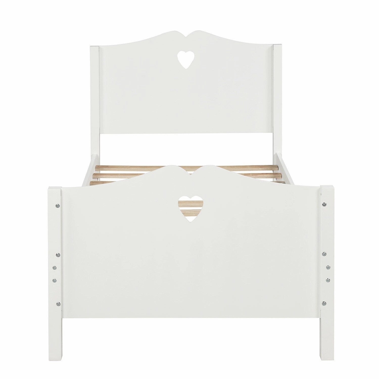 Twin Platform Bed with Wood Slat Support and Headboard and Footboard. White
