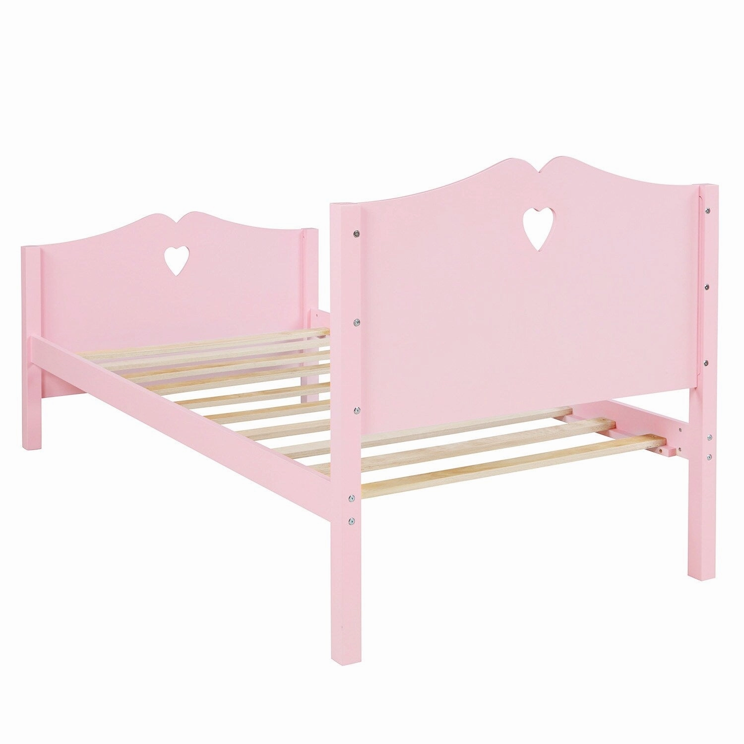 Twin Platform Bed with Wood Slat Support and Headboard and Footboard. White