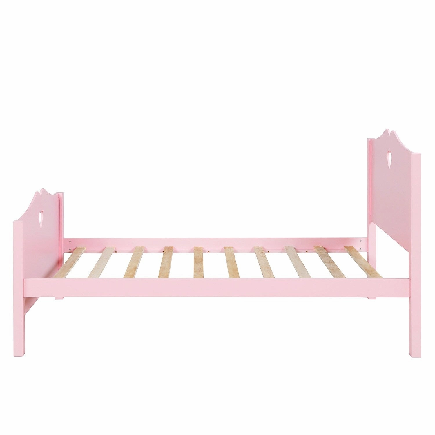 Twin Platform Bed with Wood Slat Support and Headboard and Footboard. White