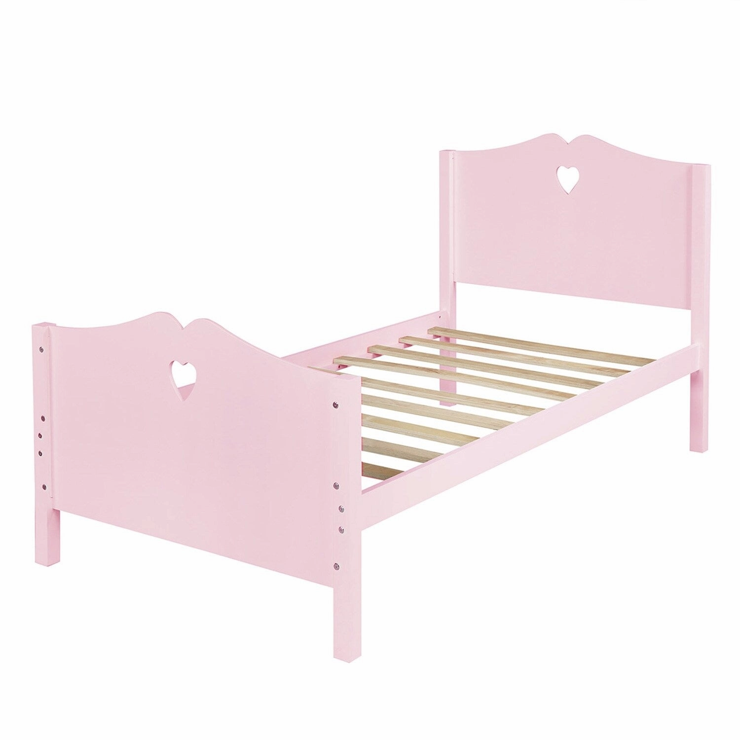 Twin Platform Bed with Wood Slat Support and Headboard and Footboard. White