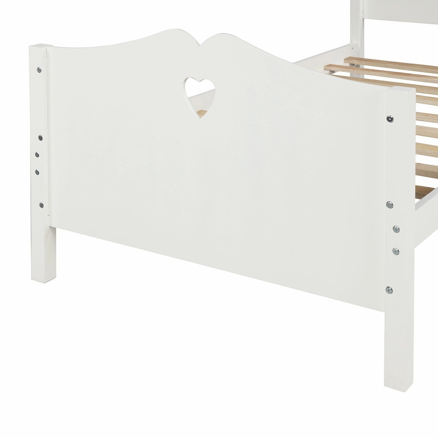 Twin Platform Bed with Wood Slat Support and Headboard and Footboard. White