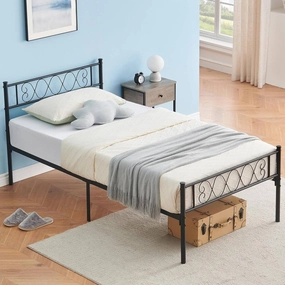 Twin Size Metal Platform Bed Frame with Headboard