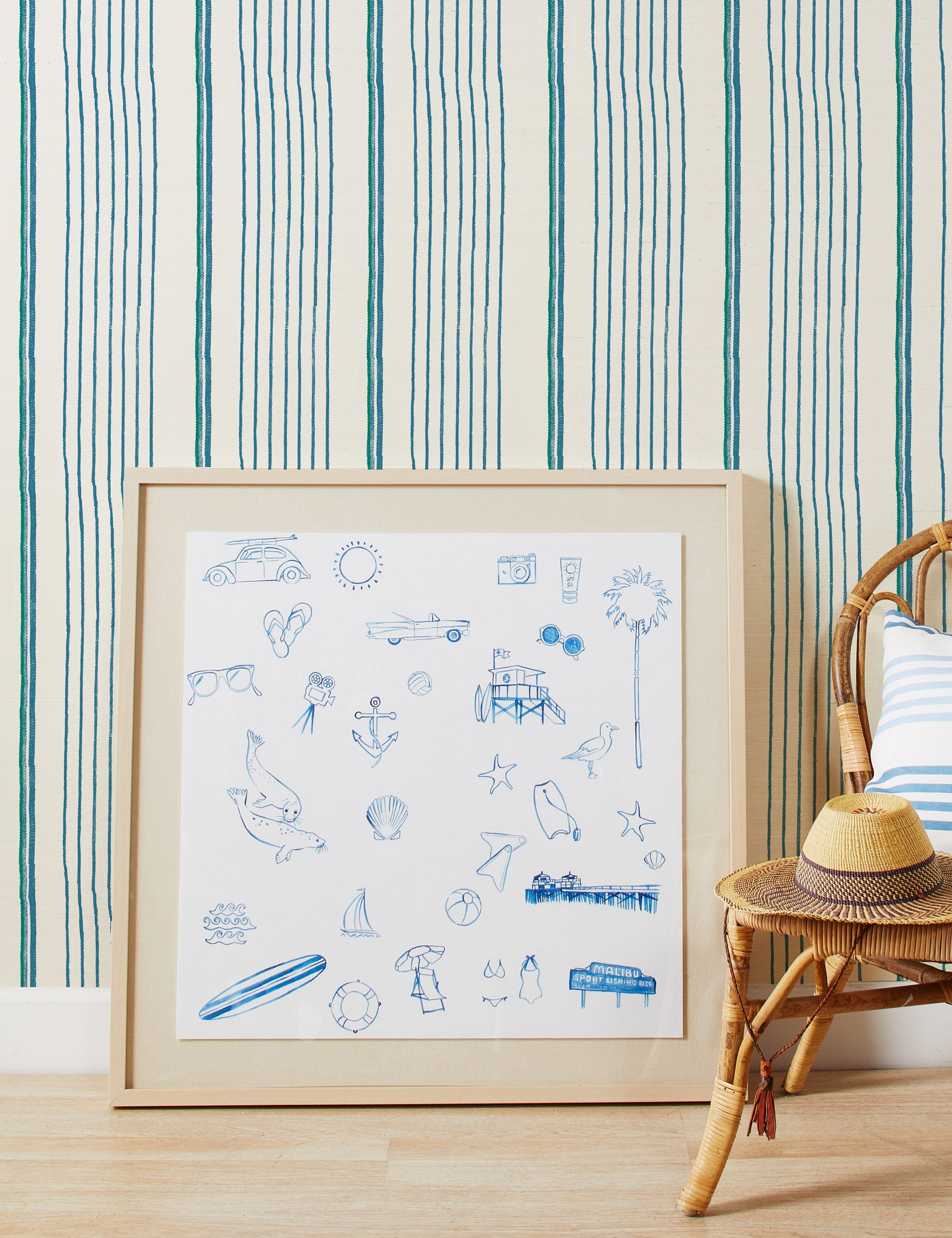 Two Tone Stripe Grasscloth Wallpaper By Nathan Turner