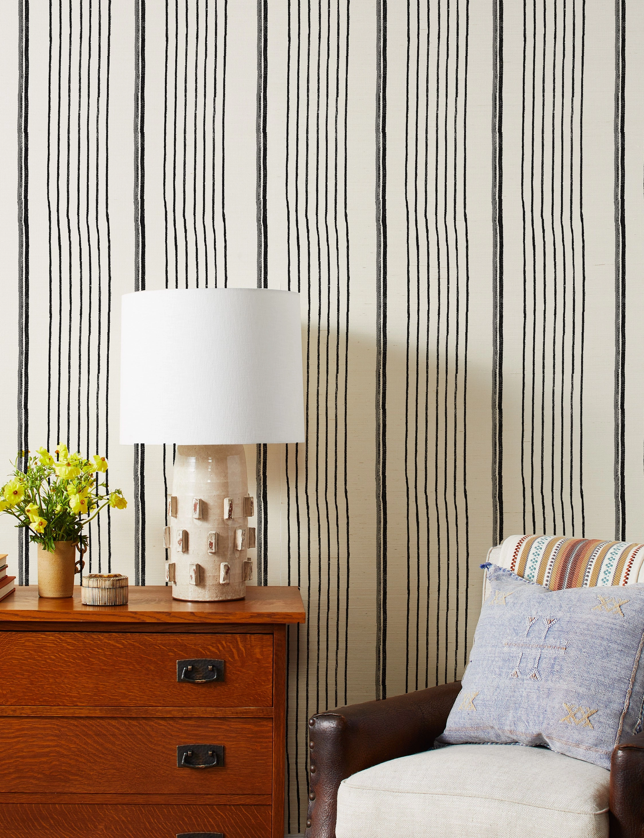 Two Tone Stripe Grasscloth Wallpaper By Nathan Turner