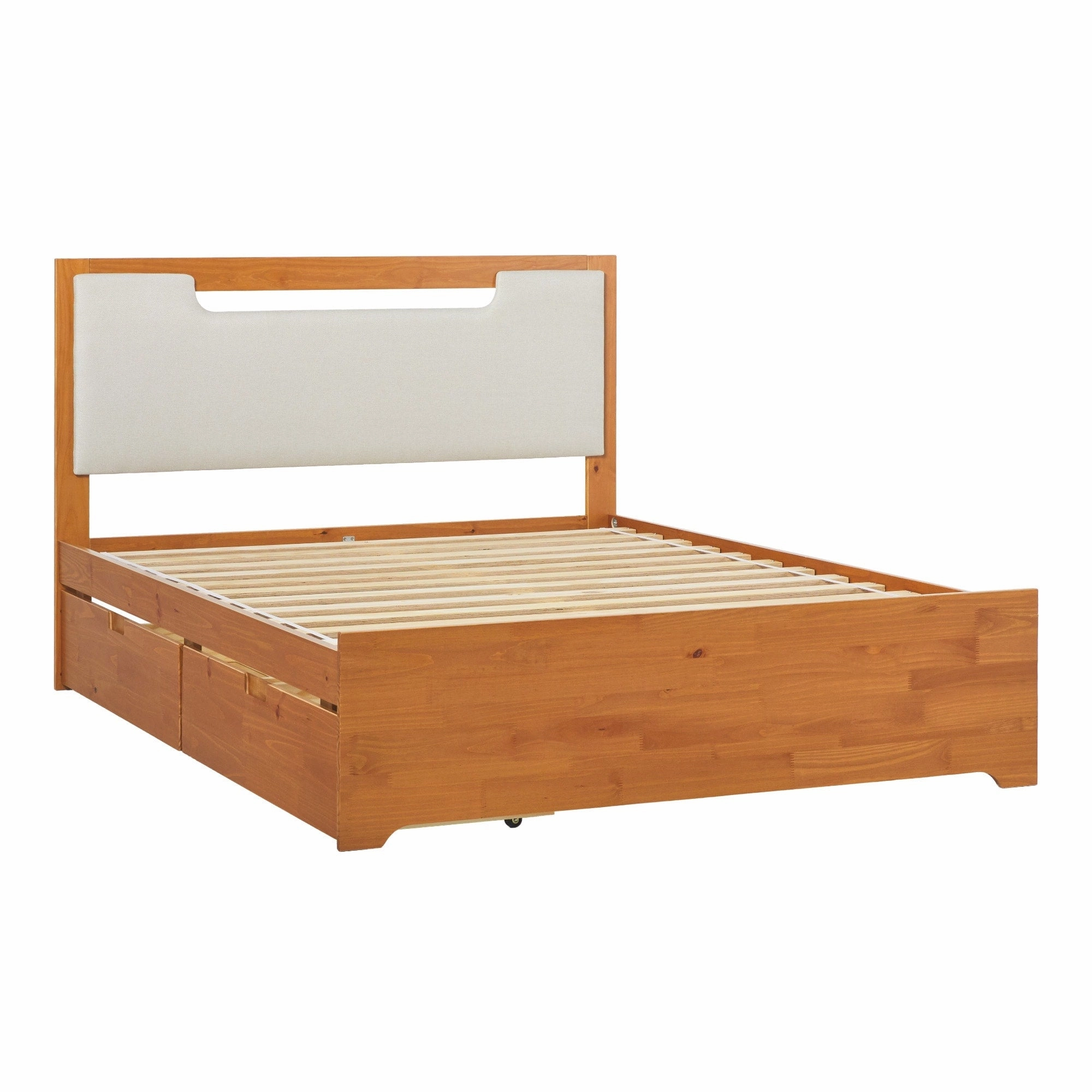 Walker Edison Mid Century Modern Solid Wood Storage Platform Bed