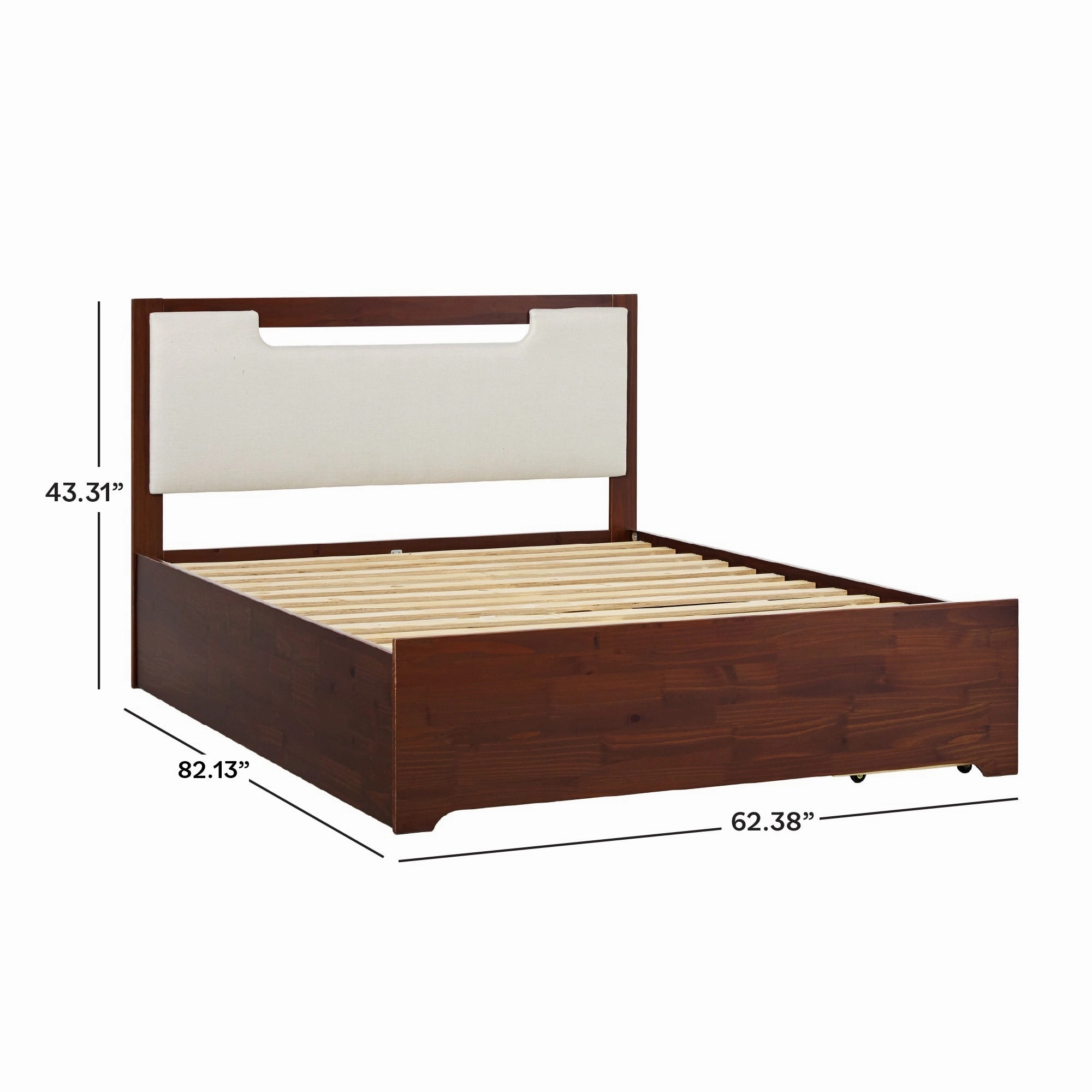 Walker Edison Mid Century Modern Solid Wood Storage Platform Bed