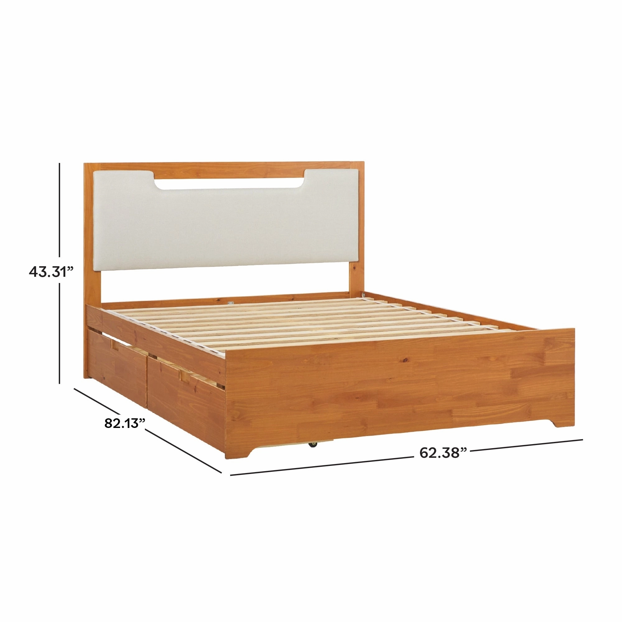 Walker Edison Mid Century Modern Solid Wood Storage Platform Bed