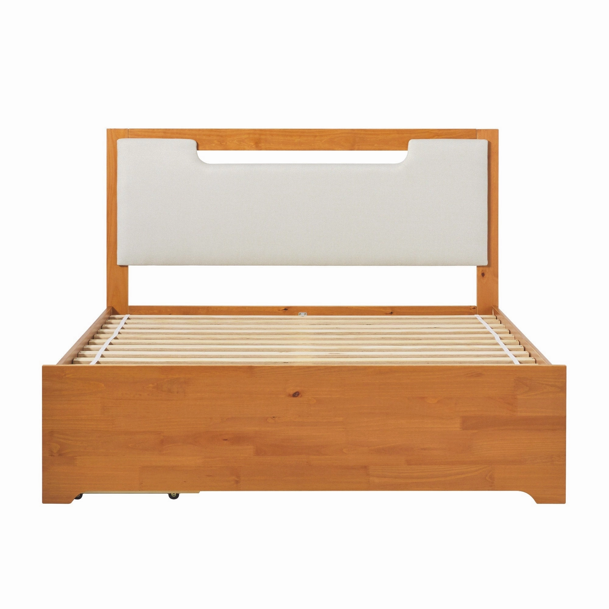 Walker Edison Mid Century Modern Solid Wood Storage Platform Bed