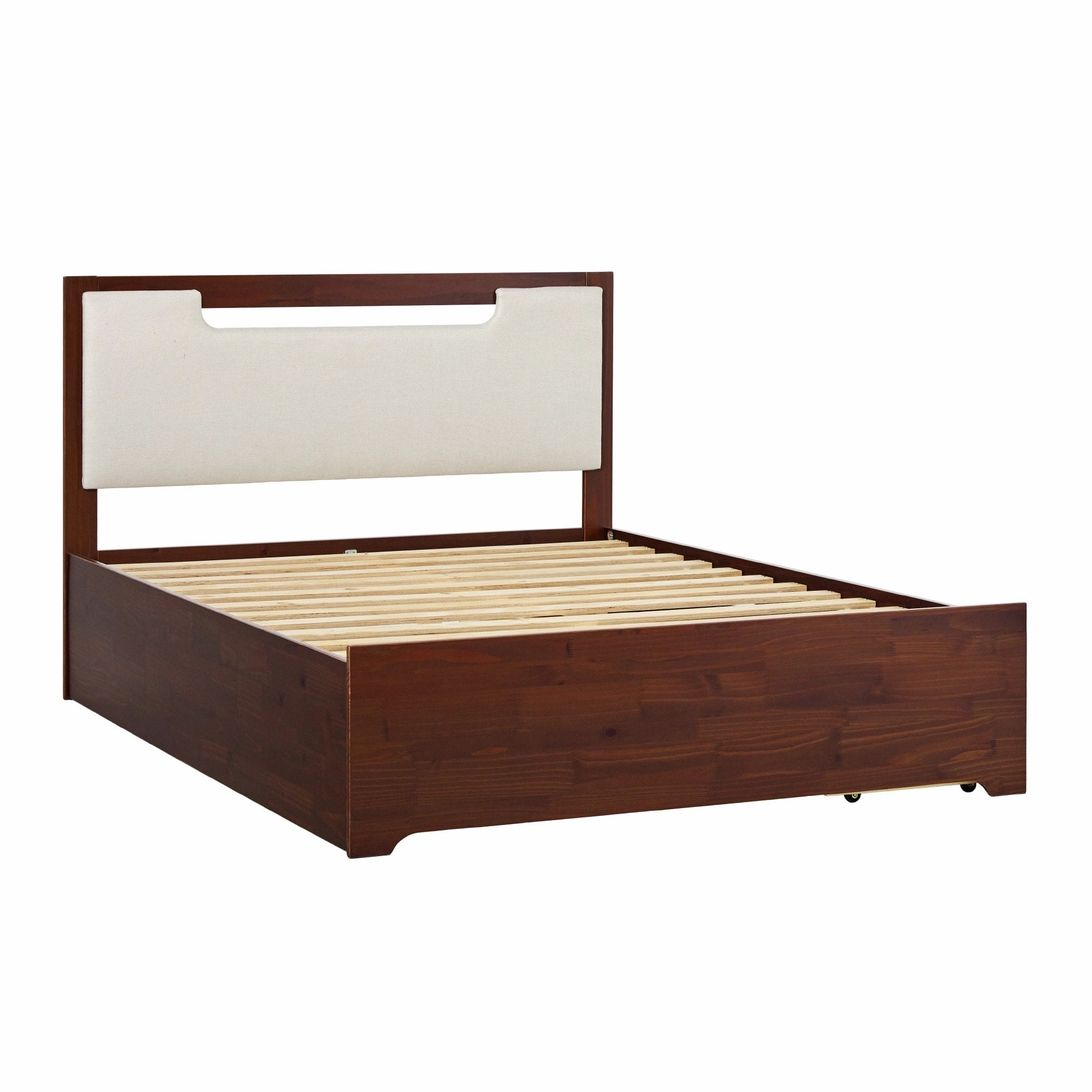 Walker Edison Mid Century Modern Solid Wood Storage Platform Bed