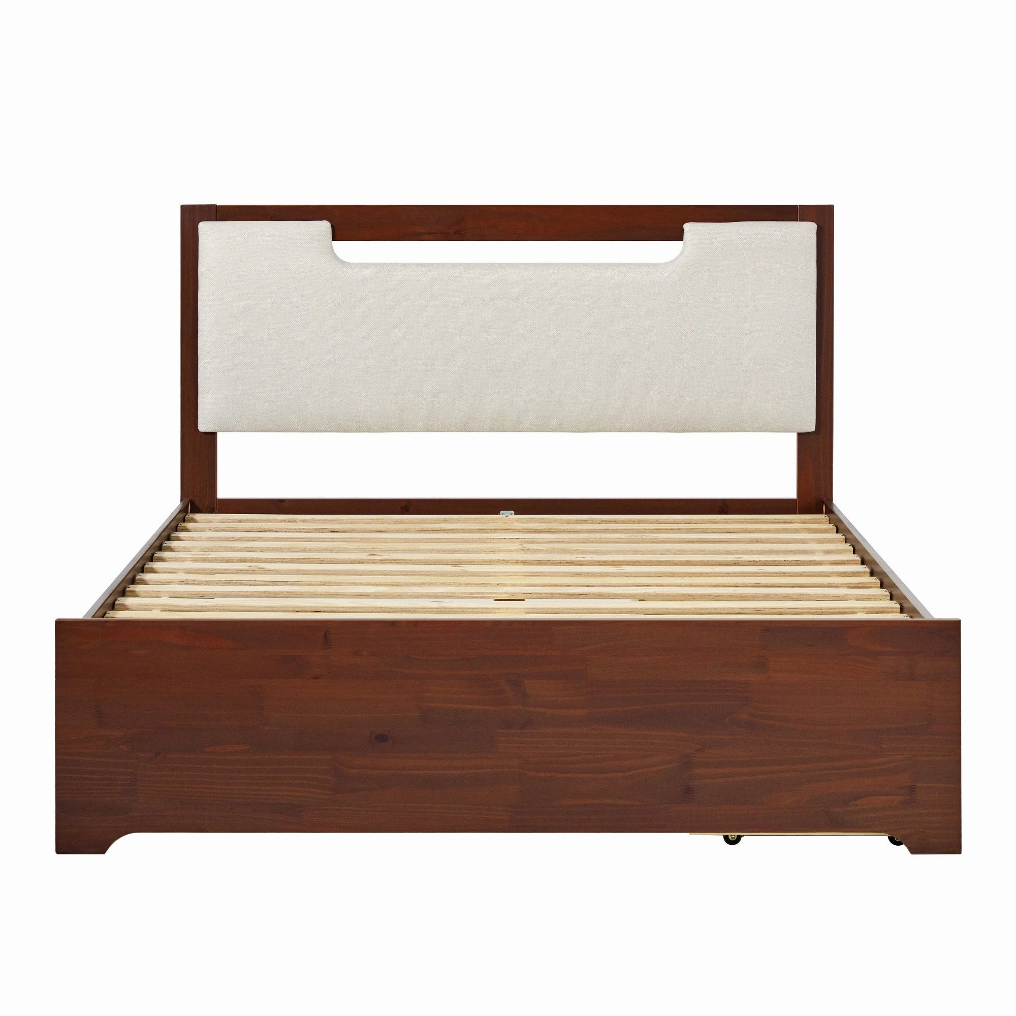Walker Edison Mid Century Modern Solid Wood Storage Platform Bed