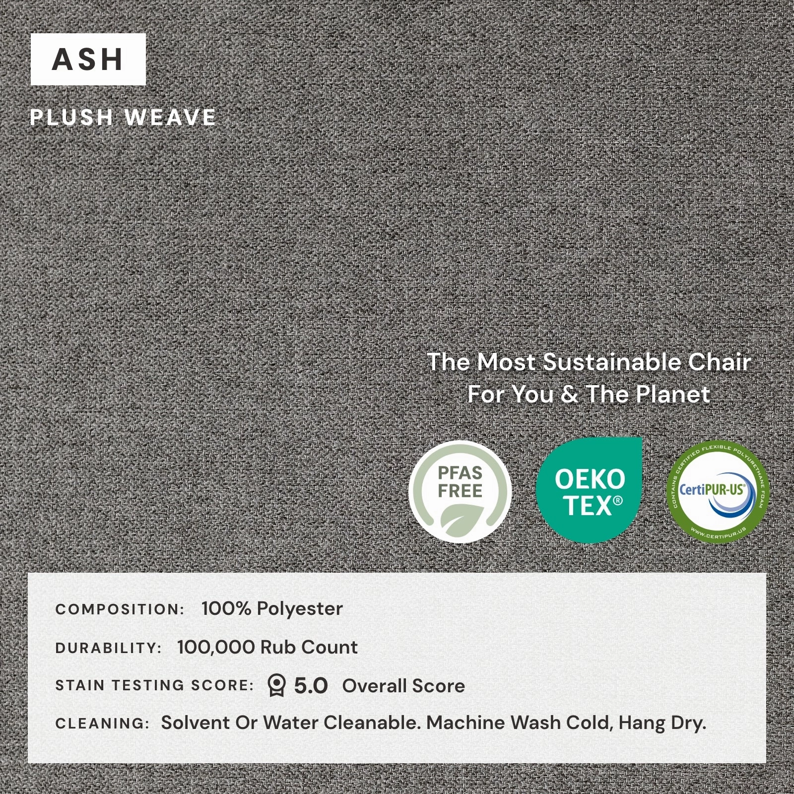 Washable Upholstered Dining Chair | 15 Back Height in Ash (Set of 2)