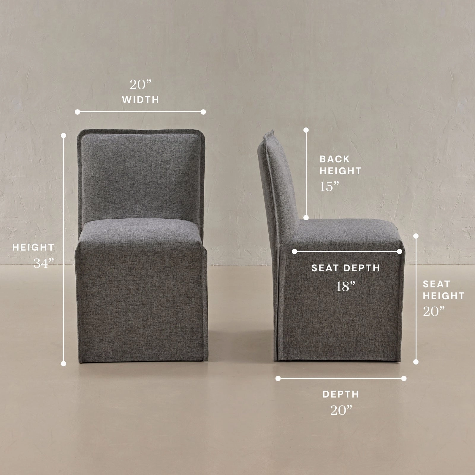 Washable Upholstered Dining Chair | 15 Back Height in Ash