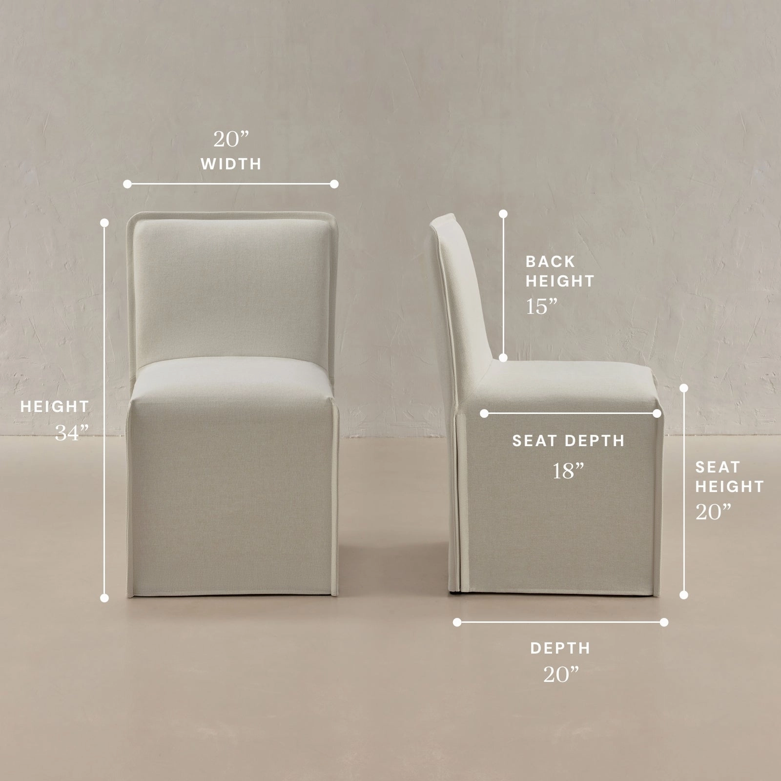 Washable Upholstered Dining Chair | 15 Back Height in Eggshell