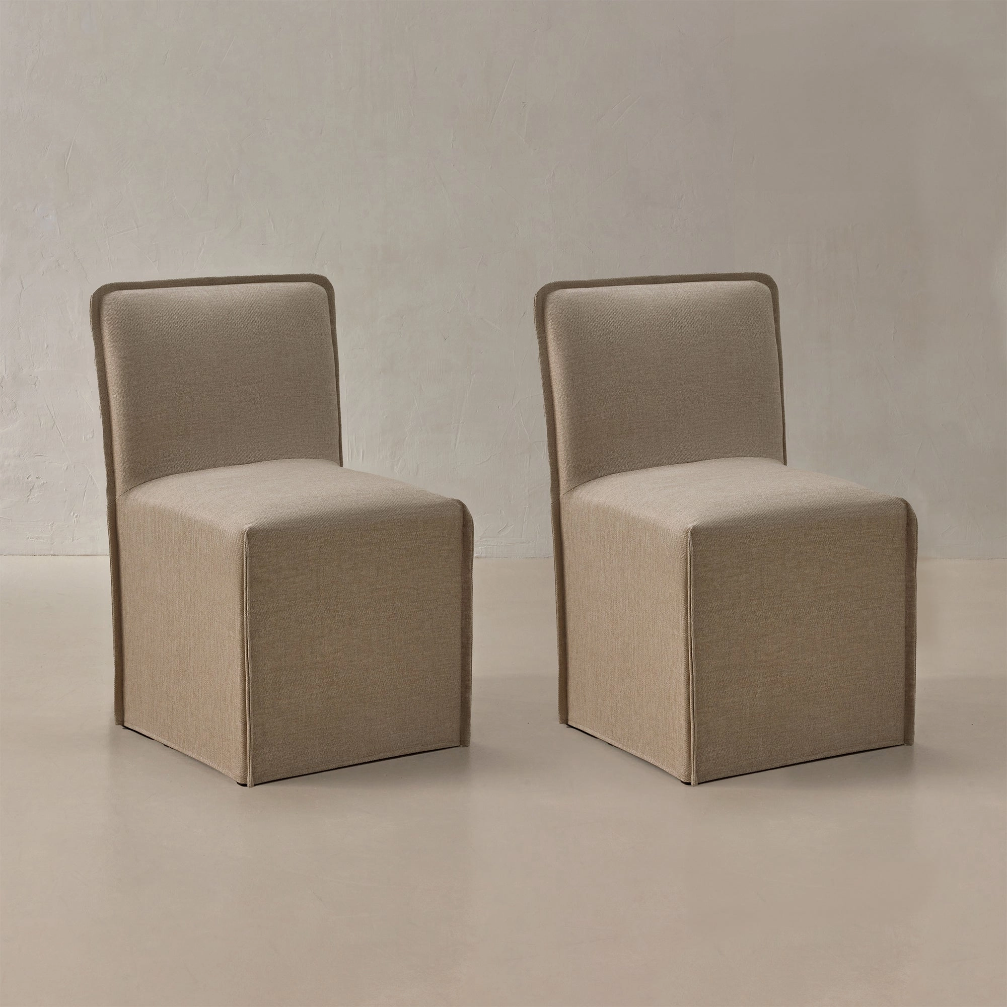 Washable Upholstered Dining Chair | 15 Back Height in Oat (Set of 2)