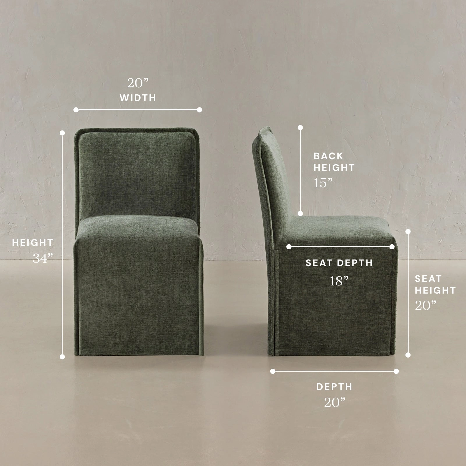 Washable Upholstered Dining Chair | 15 Back Height in Willow