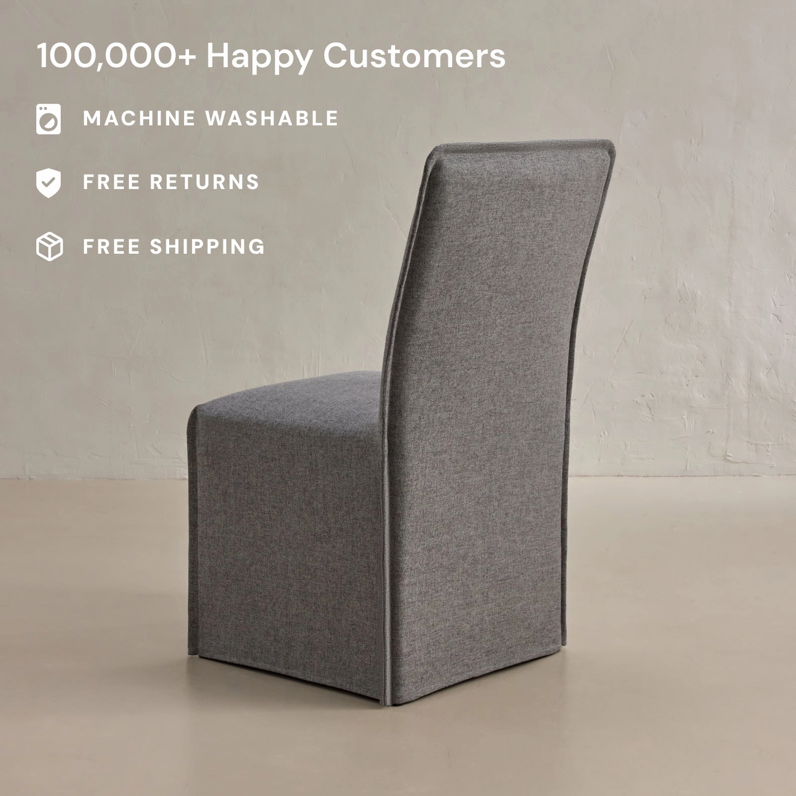 Washable Upholstered Dining Chair | 19 Back Height in Ash