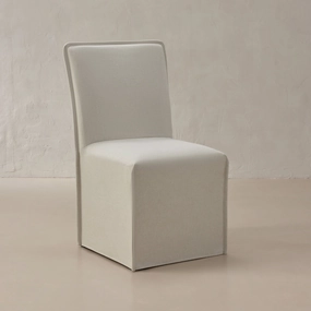 Washable Upholstered Dining Chair | 19 Back Height in Eggshell