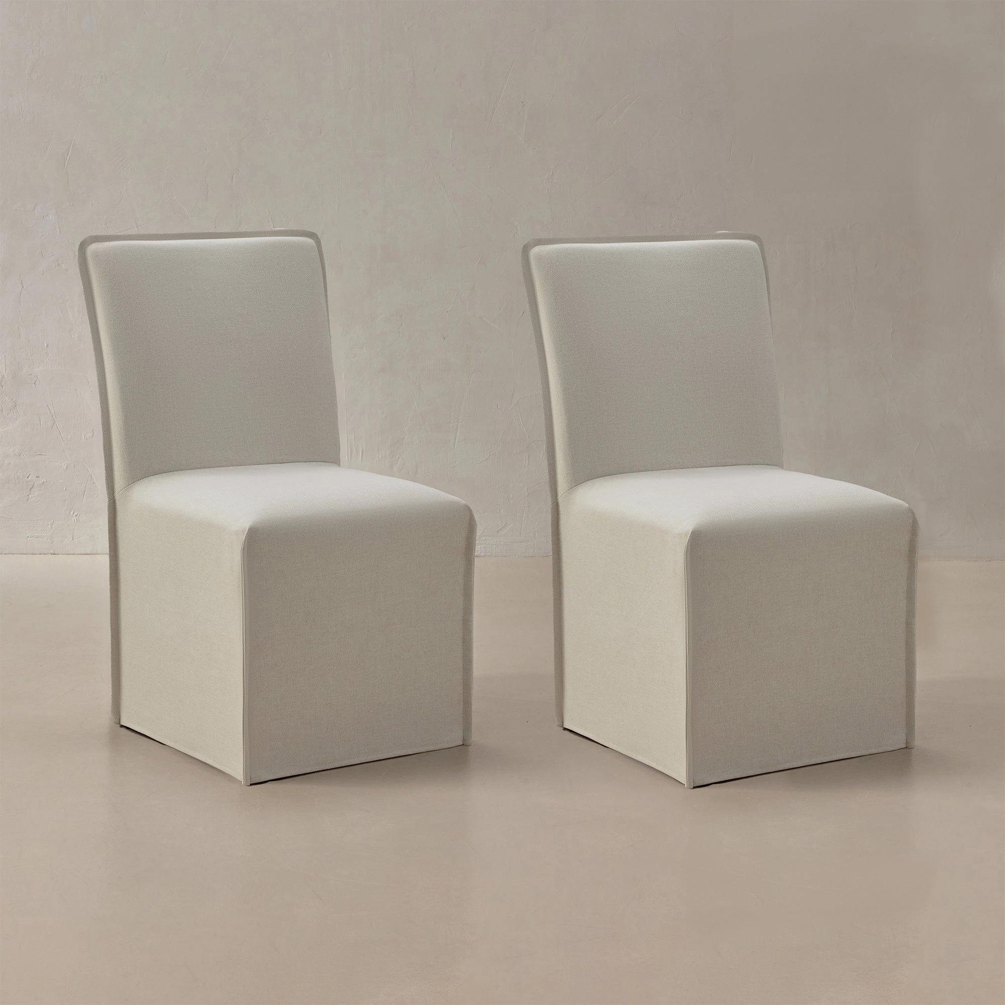 Washable Upholstered Dining Chair | 19 Back Height in Eggshell (Set of 2)